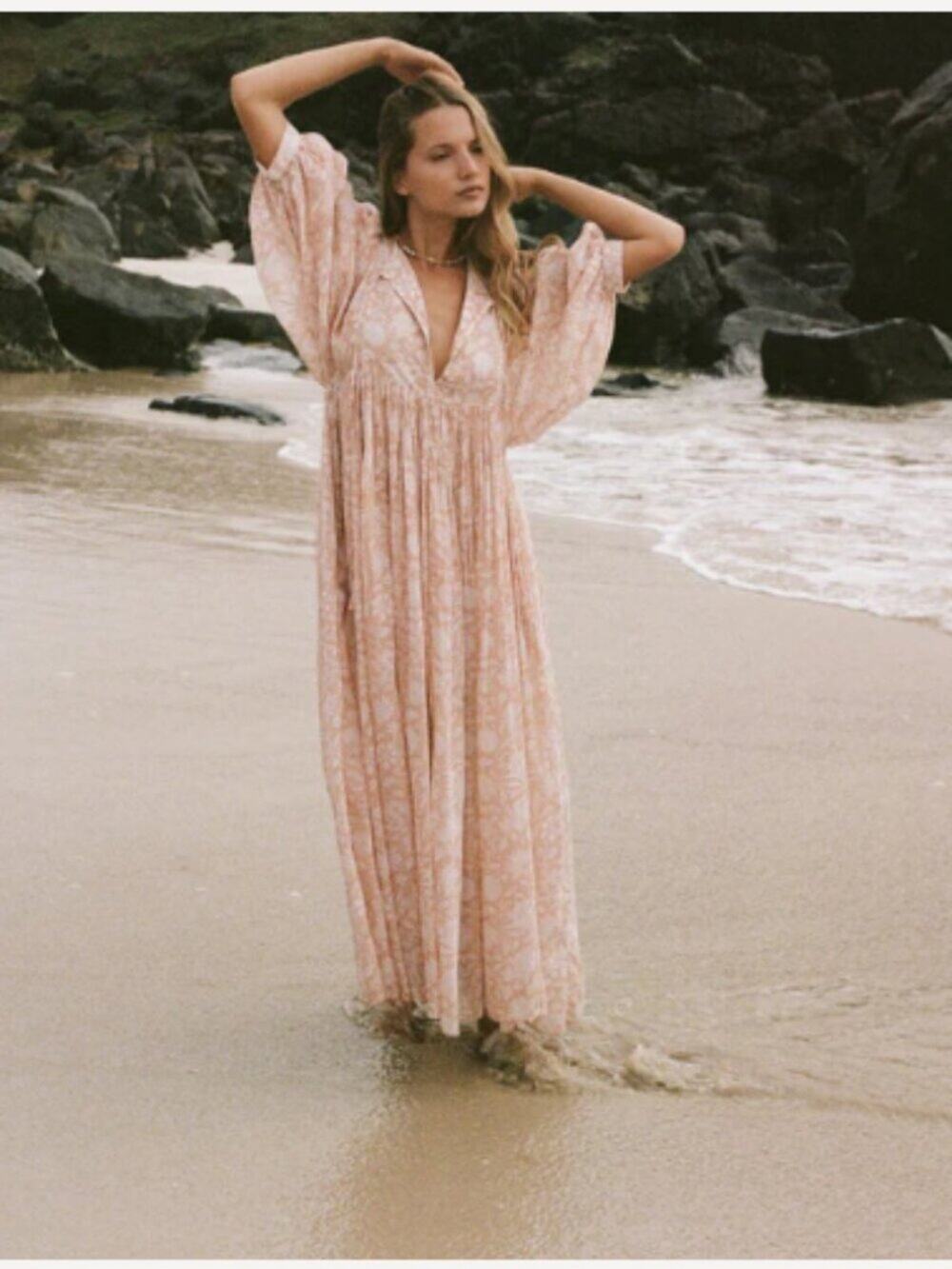 New Daughters Of India Kyra Maxi Dress Apricot Blush Sz XS